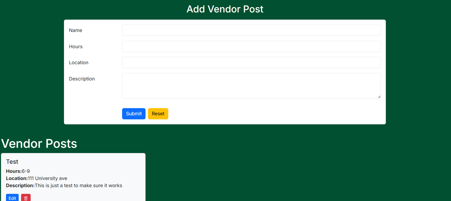 Vendor Info